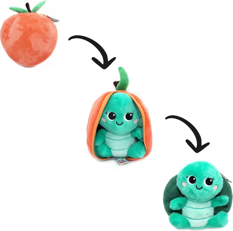 Flipetz - 2-in-1 Knuffel - Corvet de Schildpad / Perzik - 18 x 10 x 17 cm de Les Deglingos en Schildpad, Perzik – photo produit
