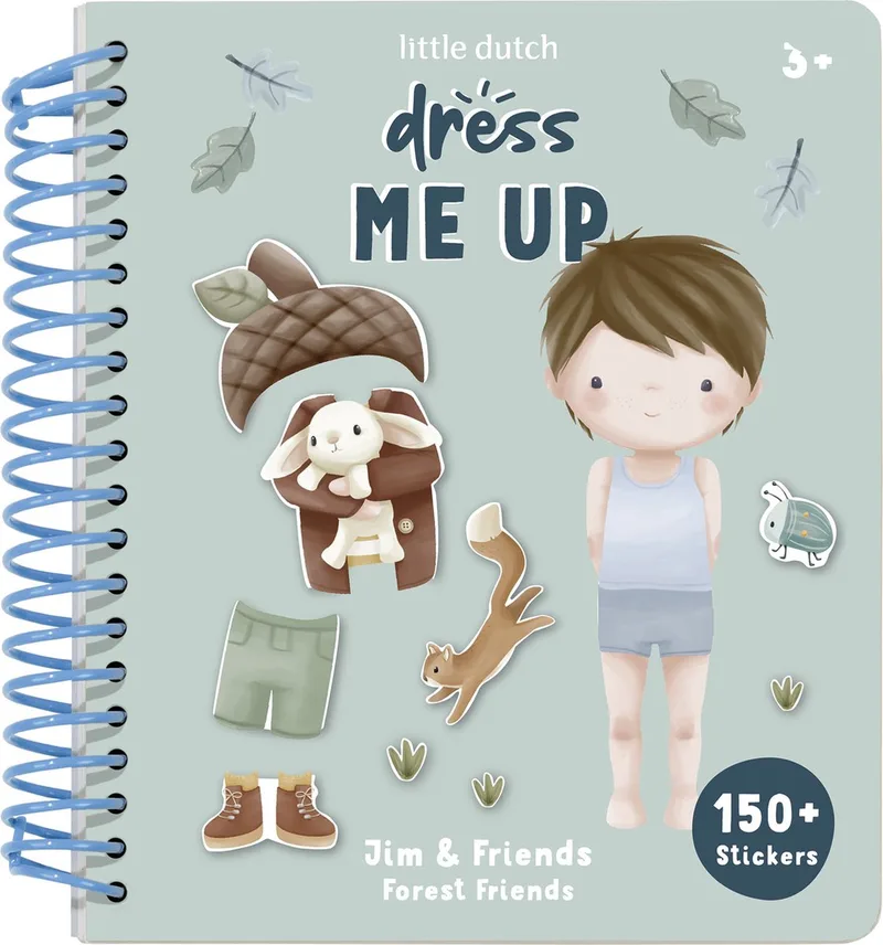 Aankleedboek Dress Me Up - Jim & Friends - Stickerboek - Forest Friends - Knutselen - Speelgoed kinderen - Voor meisjes en jongens - Vanaf 3 jaar från Little Dutch i Dress me up Jim, Forest Friends – produktbild