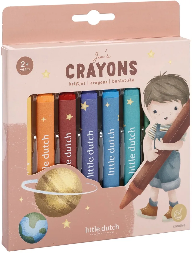Dikke driehoekige waskrijtjes - Jim & Friends - 8 stuks - Peuter en kleuter speelgoed - Knutselen - Speelgoed kinderen - Voor meisjes en jongens - Vanaf 2 jaar fra Little Dutch i Flerfarvet – produktbillede