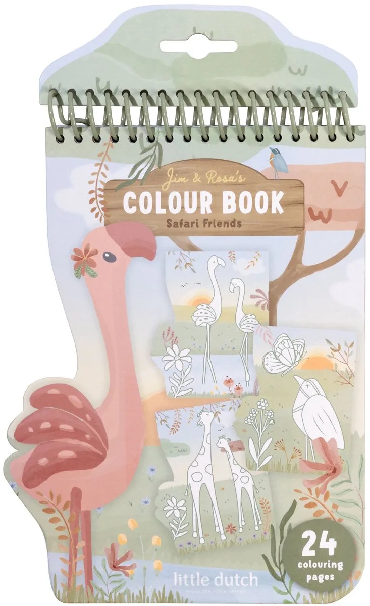 Flamingo-kleurboek - Safari - 24 pagina's - Knutselen - Speelgoed kinderen - Voor meisjes en jongens - Vanaf 2 jaar de Little Dutch en Vert – photo produit