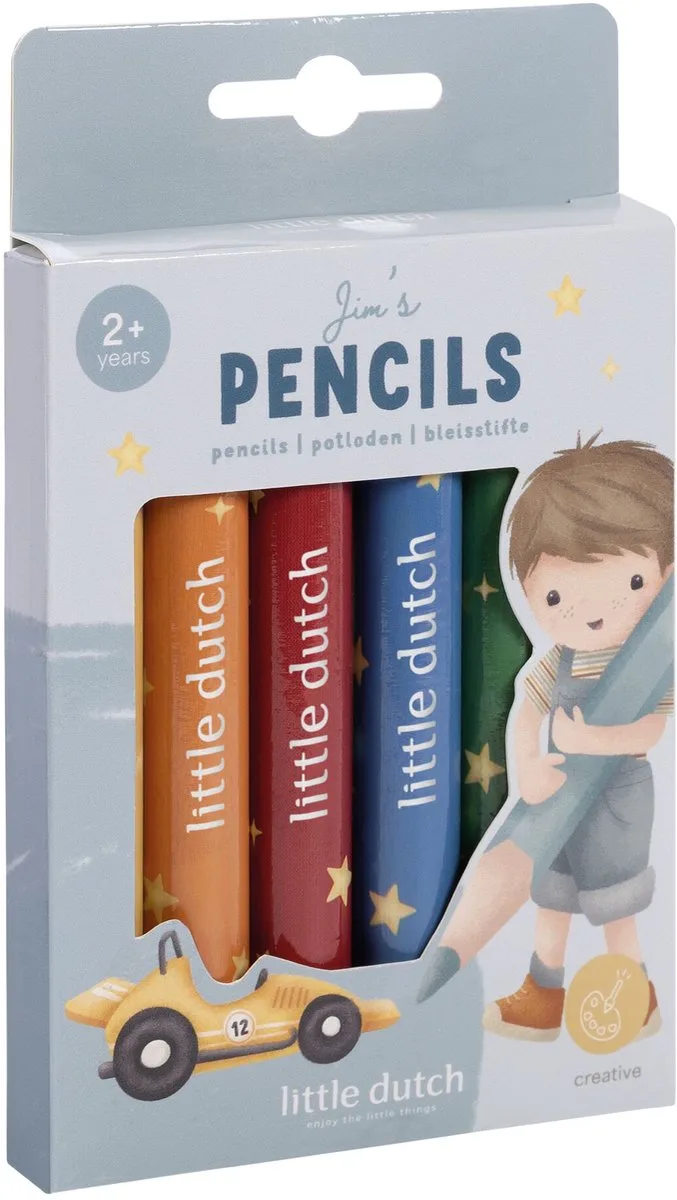 Kleurpotloden - Jim & Friends - 6 stuks - Peuter en kleuter speelgoed - Knutselen - Speelgoed kinderen - Voor meisjes en jongens - Vanaf 2 jaar von Little Dutch in Gelb – Produktfoto