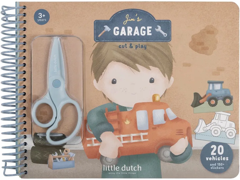 Knutselboek - Jim & Friends - Auto's maken - Met kindveilige schaar - Knutselen - Voor jongens - Vanaf 3 jaar von Little Dutch in Knutselboek, Jim & Friends – Produktfoto