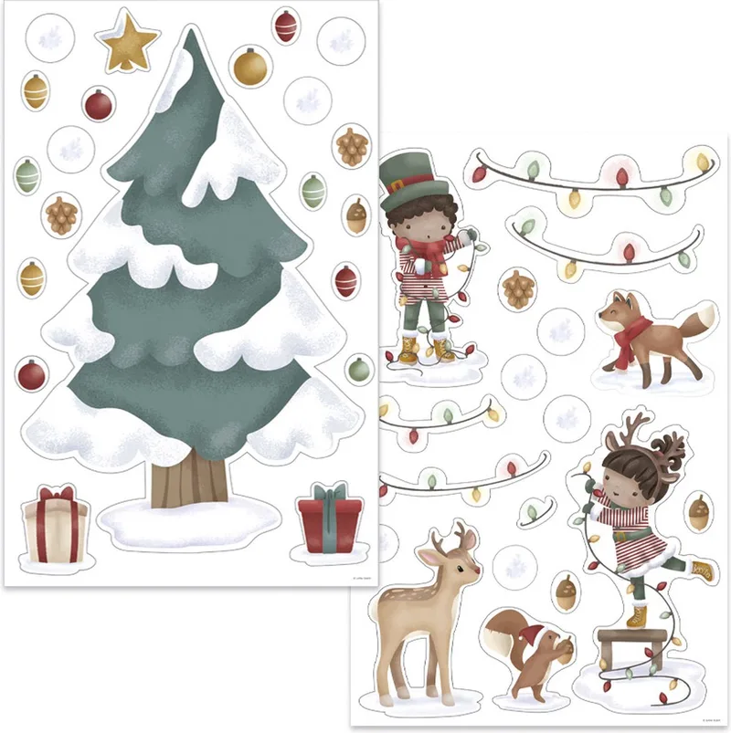 raamstickers - herbruikbaar - statische raamfolie - decoratief - kerst decoratie de Little Dutch en Kerstboom – photo produit