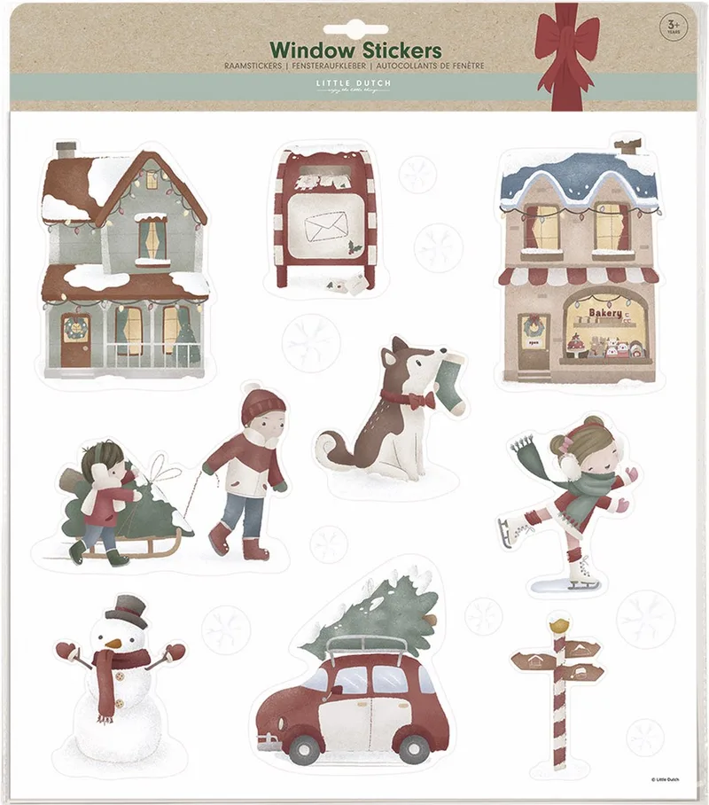 Raamstickers Little Dutch - Kerst - Herbruikbaar - Statische raamfolie de Little Dutch en Multicolore – photo produit