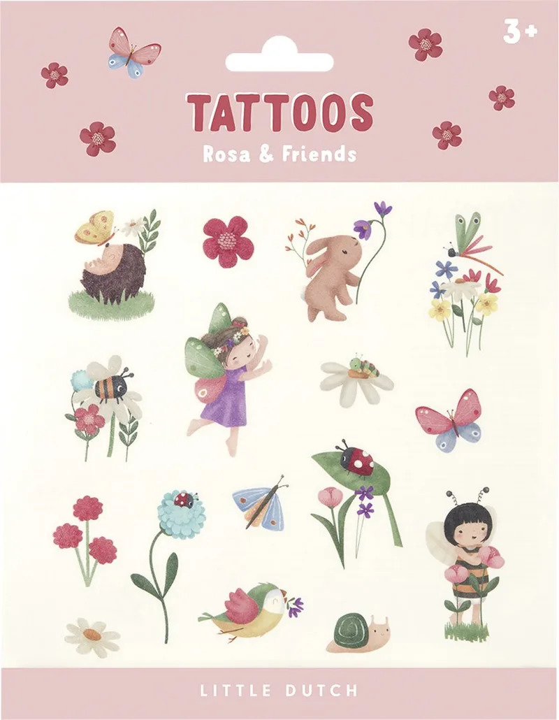 tijdelijke tatoeages - tattoos Rosa & Friends von Little Dutch in Mehrfarbig – Produktfoto