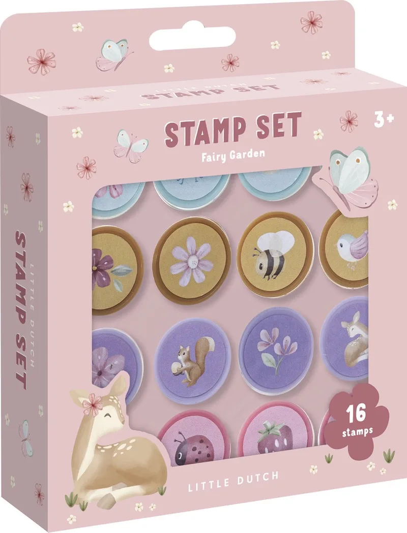 Zelfinktende stempels - Fairy Garden - 16 stuks - Peuter en kleuter speelgoed - Knutselen - Speelgoed kinderen - Voor meisjes - Vanaf 3 jaar fra Little Dutch i Mulitcolor – produktbillede