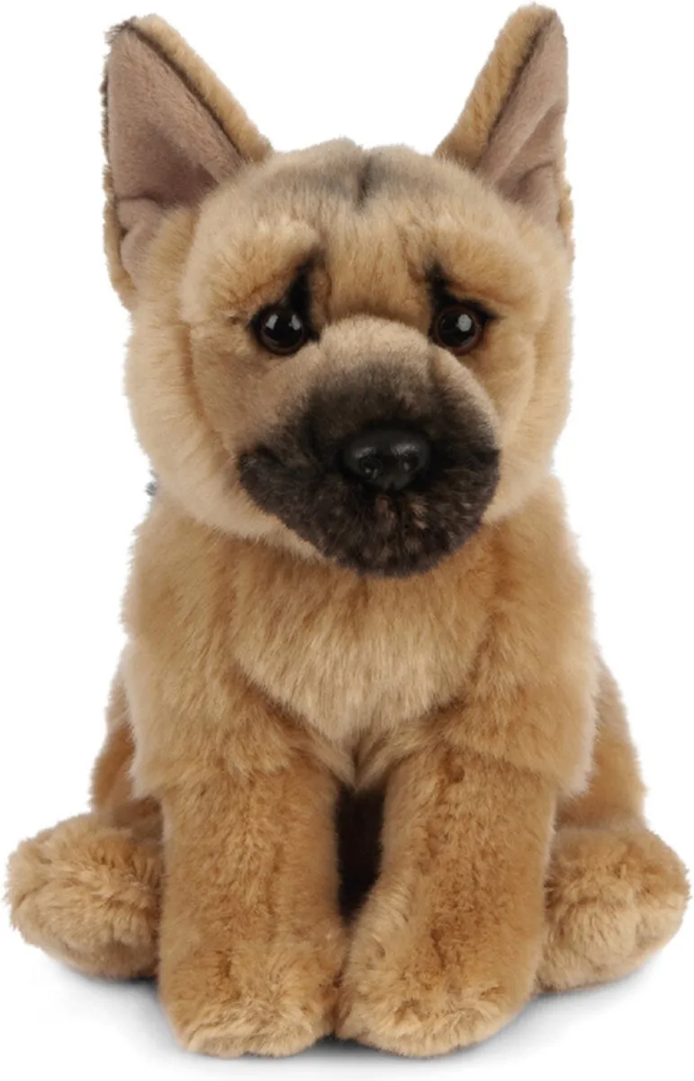 Duitse Herder honden knuffel - pluche - 20 cm - hondenknuffel - zittend - Herdershond huisdieren knuffels - Speelgoed fra Living Nature i Brun – produktbillede