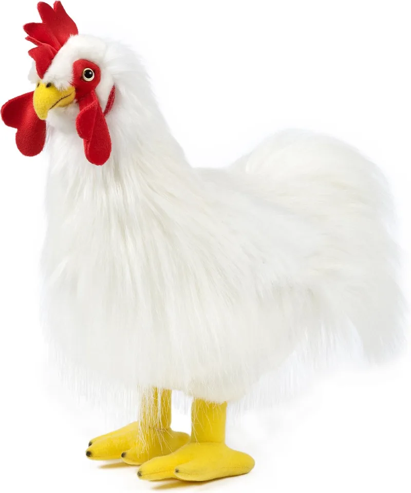 Knuffel haan - 35 cm - pluche - speelgoed - Hanen boerderijdieren knuffels - knuffeldier von Living Nature in Weiß – Produktfoto