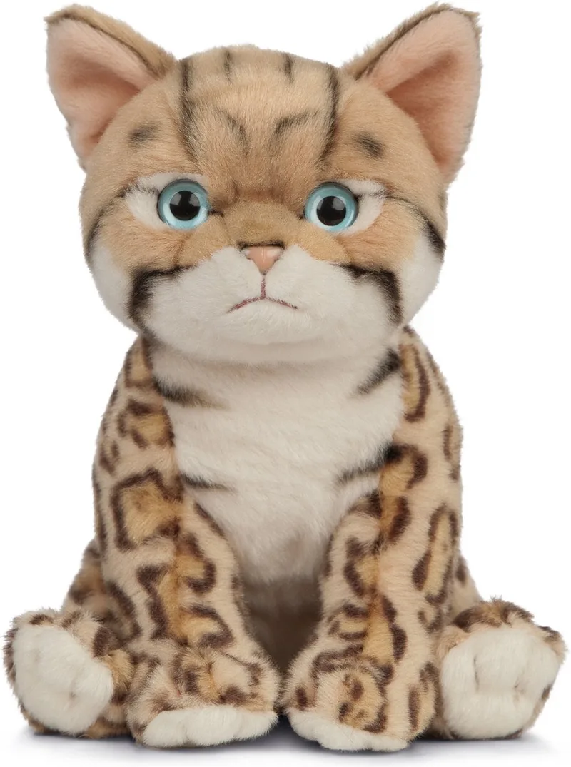 Pluche Bengaalse kat/poes - lichtbruin - 16 cm - knuffel - speelgoed by Living Nature in Brown – product photo