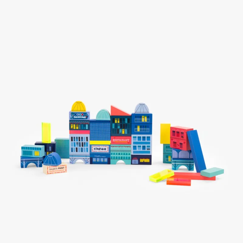 Bouwbloken stadsdelen - 51 stukken- blocks city avenue du Moulin från Moulin Roty i Flerfärgad – produktbild