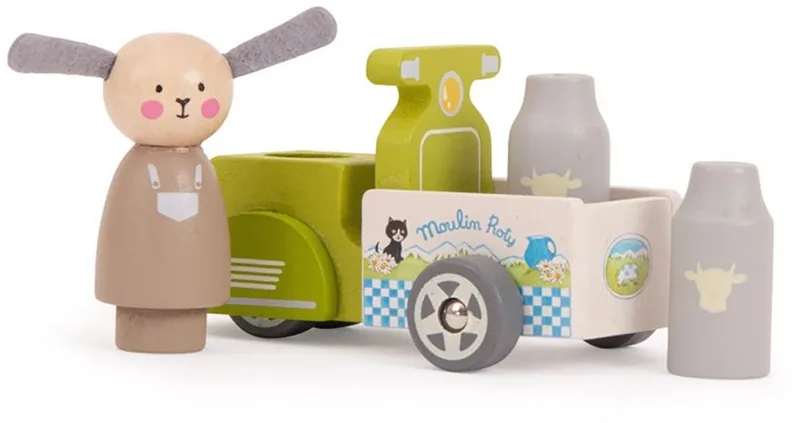 Houten Bakfiets met Melk La Grande Famille by Moulin Roty in Multicolour – product photo