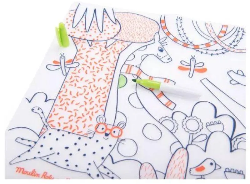 Kleurmat Placemat 'Les Toupitis' fra Moulin Roty i Flerfarvet – produktbillede
