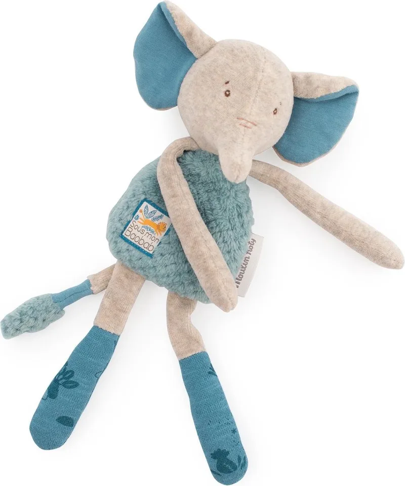 Moulin Roty Knuffelrammelaar Olifant 'Sous mon Baobab' von Moulin Roty in Blau – Produktfoto