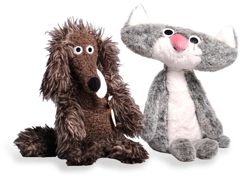 Set figuren stinkhond en plattekat - mini van Moulin Roty in Bruin – productfoto