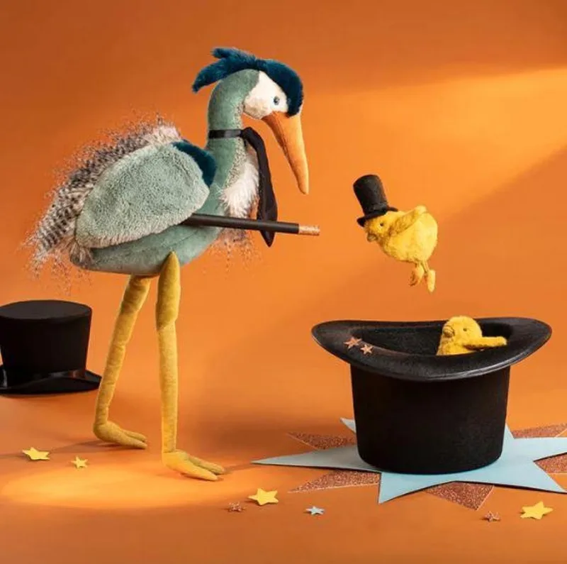 Vogel Reiger 'Autour de Monde' van Moulin Roty in Meerkleurig – productfoto