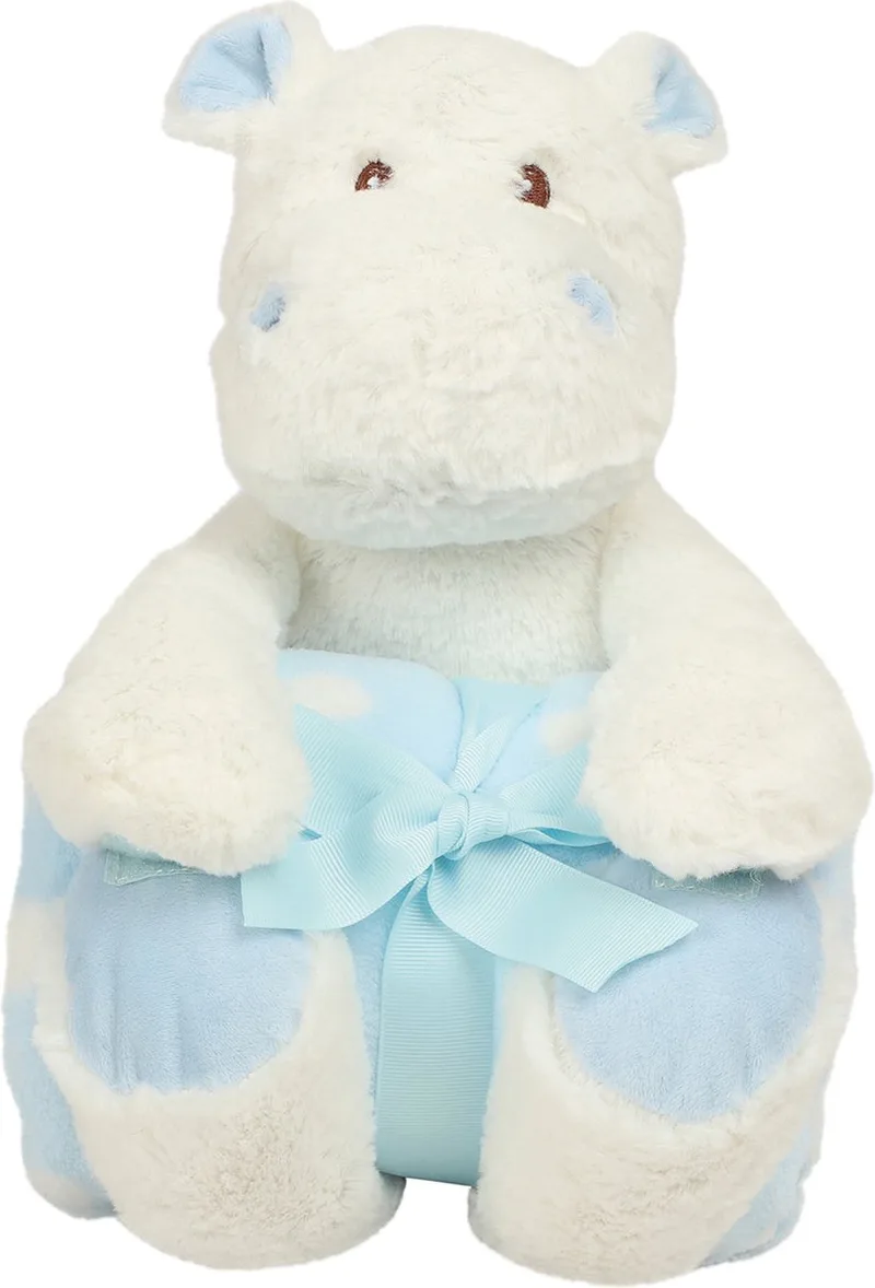 Hippo met Fleece dekentje från Mumbles i Vit, Blå – produktbild