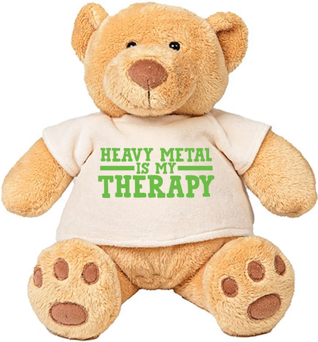 Pluche Beer Heavy Metal is My Therapy - muziek - hardrock - knuffel - beertje fra Mumbles i Brun – produktbillede