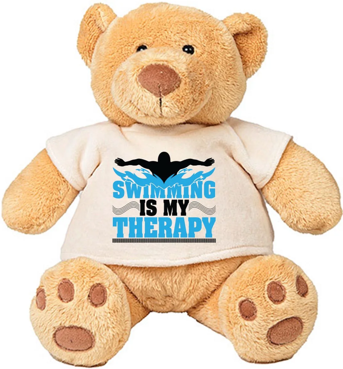 Pluche Beer Swimming is My Therapy - zwemmen - hobby - sport - zwemmer - knuffel - beertje by Mumbles in Brown – product photo
