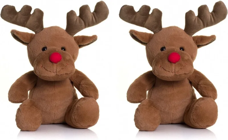 Set van 2x stuks pluche rendieren knuffel van 30 cm - Speelgoed knuffels/knuffeldieren från Mumbles i Brun – produktbild