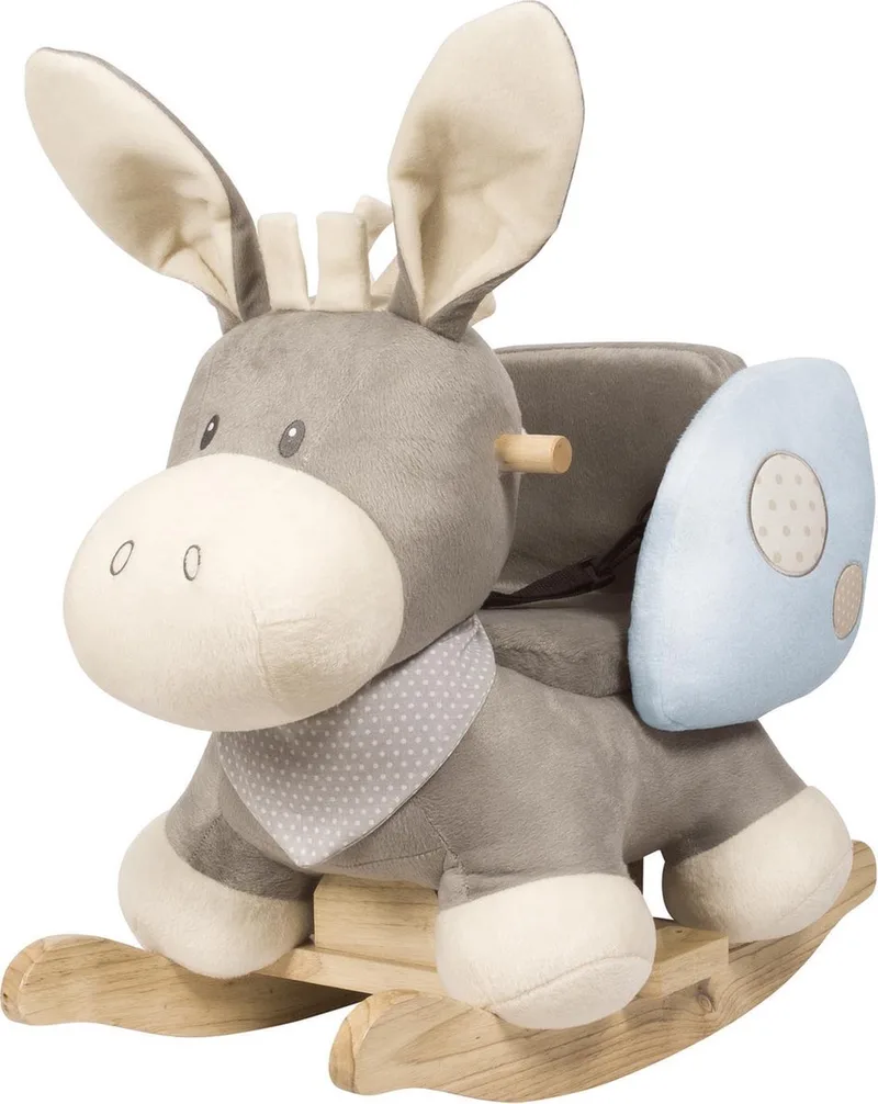 Cappuccino Hobbelpaard Ezel - 60 cm - Schommelpaard - Baby Speelgoed - Grijs en från Nattou i Blå – produktbild