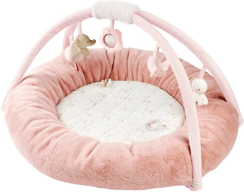 FanFan Speelmat Baby met bogen rond - 90 cm - Activiteiten Speelkleed Baby - Baby Speelgoed - Gewatteerde Randen från Nattou i Rosa – produktbild