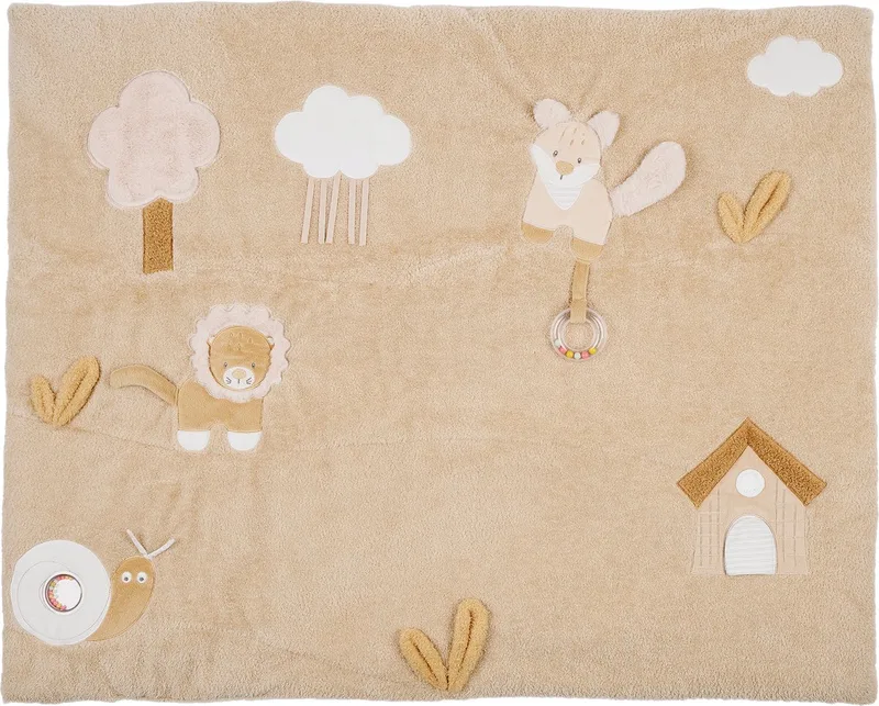 FLO, ERNEST & OLI Rechthoekig Speeltapijt - Leeuw - 100 cm från Nattou i Licht Bruin – produktbild