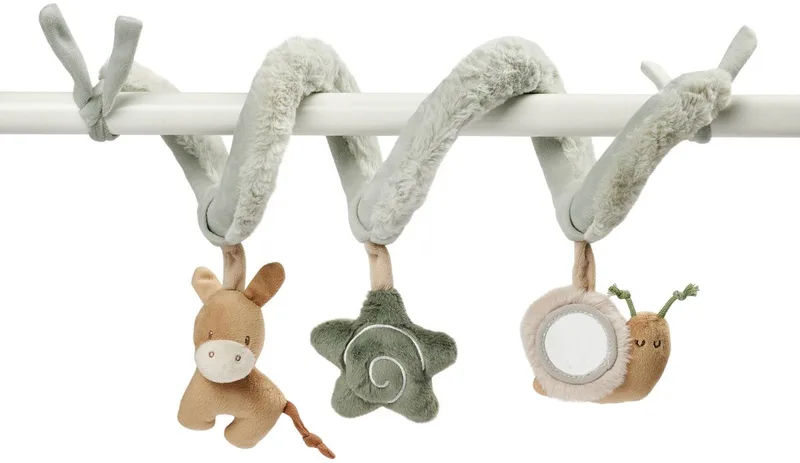 LouLou Boxspiraal Baby - 18 cm - Activiteitenspiraal voor Thuis of Onderweg - Baby Speelgoed - Groen - Beige - Ecru by Nattou in Zachte kleuren – product photo