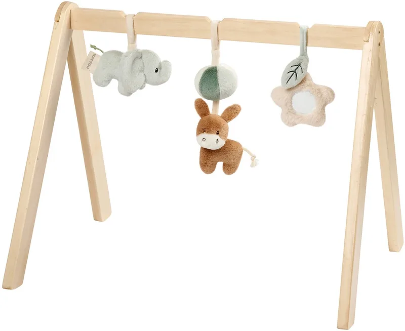 LouLou Houten Speelboog Baby - Baby Speelboog met Activiteiten - Baby Cadeau - 60 x 50 x 47 cm - Groen - Beige - Ecru von Nattou in Zachte kleuren – Produktfoto