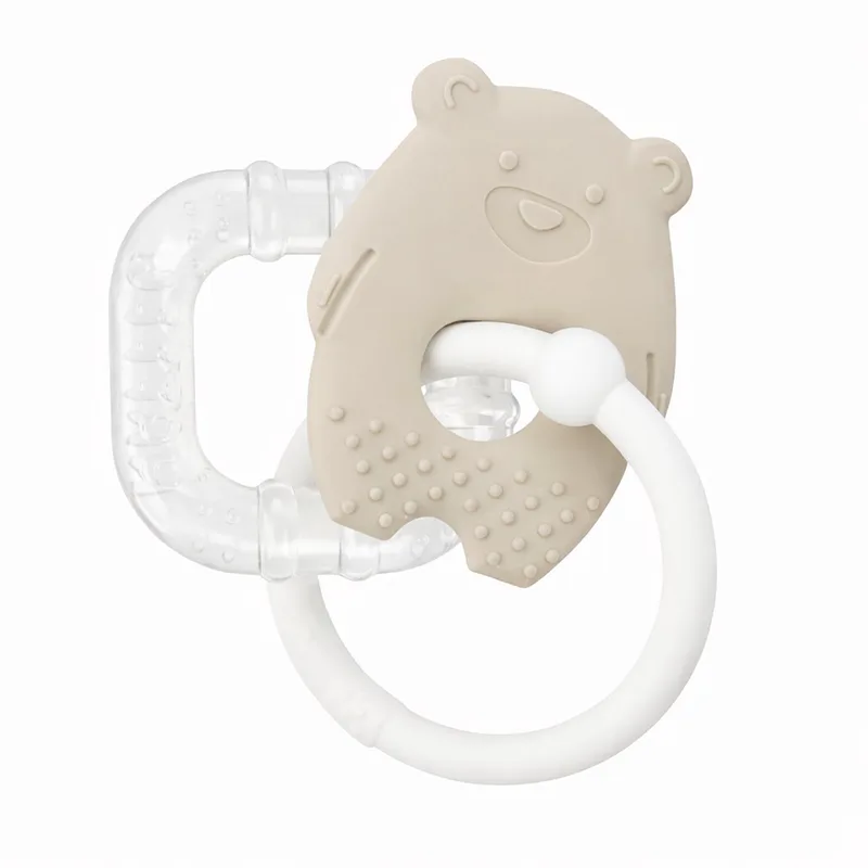 Silicone koelbijtring - Bijtspeelgoed Baby - Verkoeldende Bijtring - Klei från Nattou i Beige – produktbild