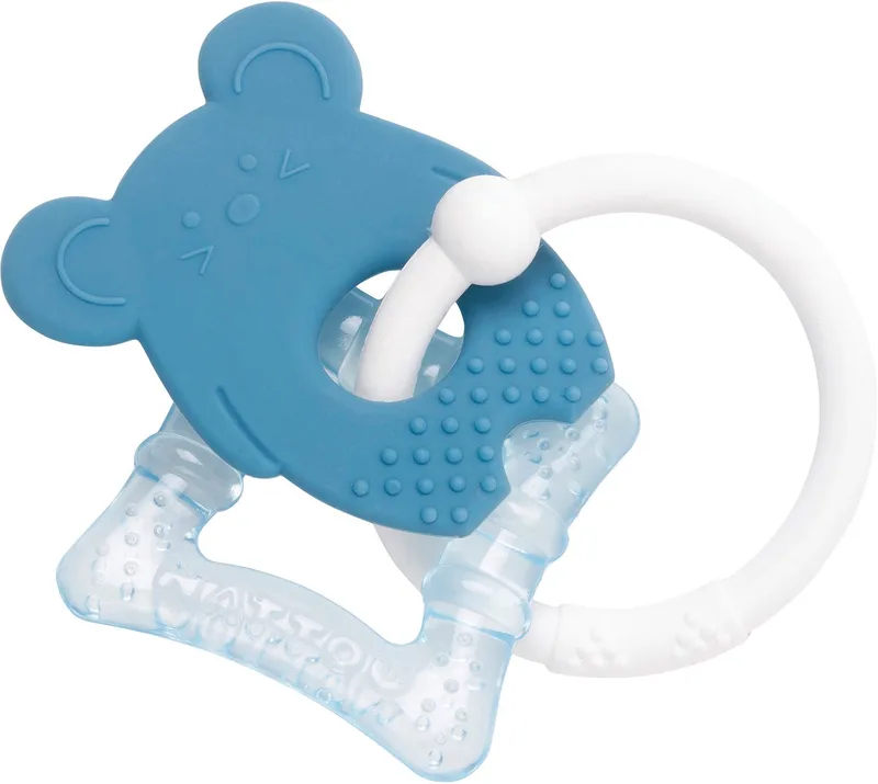 Silicone koelbijtring - Bijtspeelgoed Baby - Verkoeldende Bijtring från Nattou i Blå – produktbild