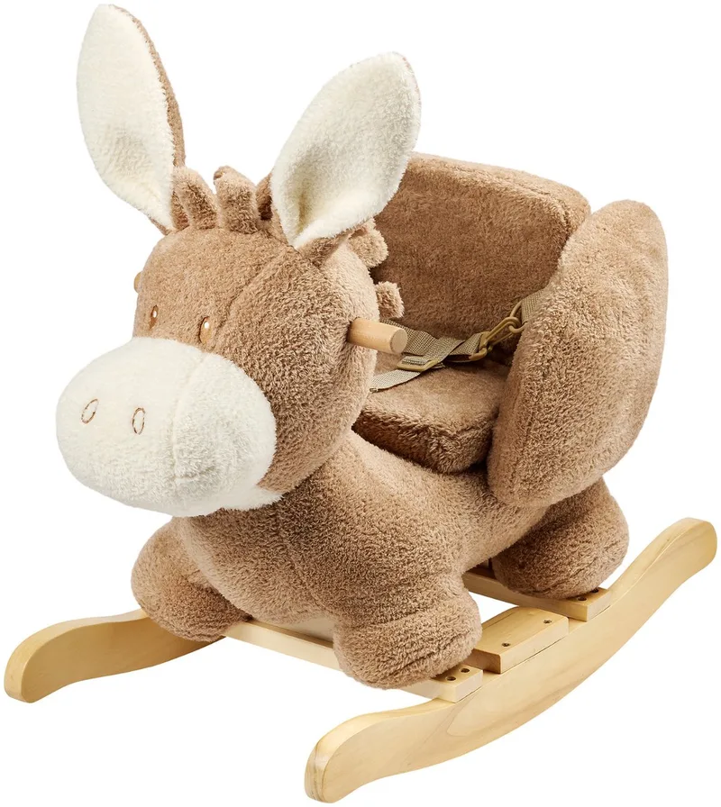 TEDDY Hobbelpaard Ezel - Schommelpaard in Teddystof - Baby Speelgoed by Nattou in Beige – product photo