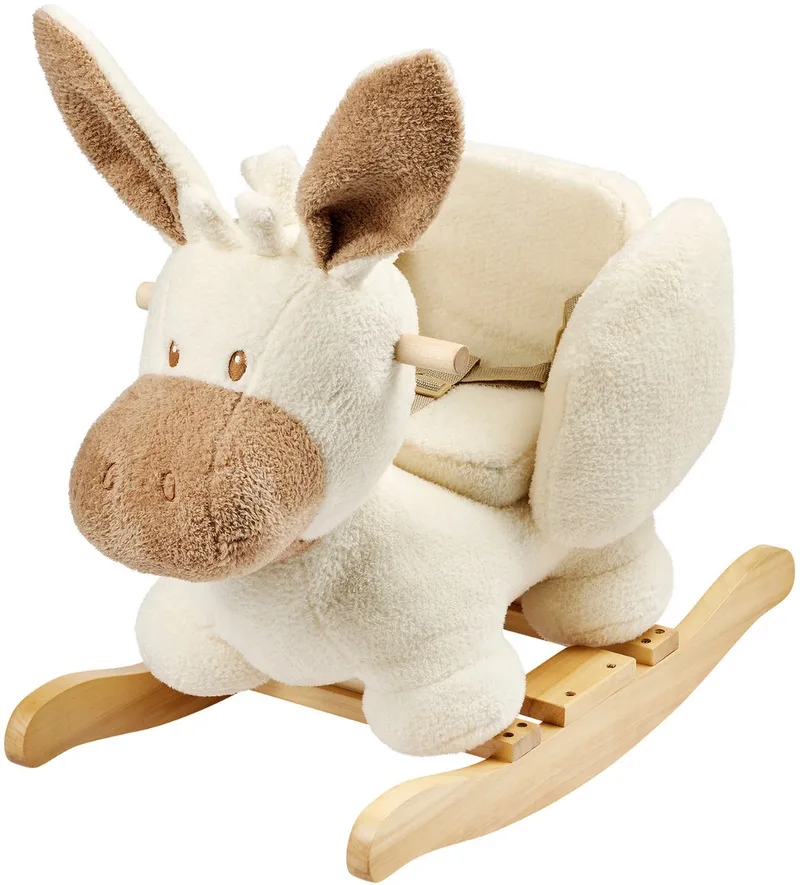 TEDDY Hobbelpaard Ezel - Schommelpaard in Teddystof - Baby Speelgoed by Nattou in Ecru – product photo