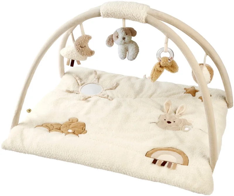 TEDDY Speelmat Baby met bogen vierkant - 70 x 80 cm - Activiteiten Speelkleed Baby - Baby Speelgoed de Nattou en Gebroken Wit – photo produit