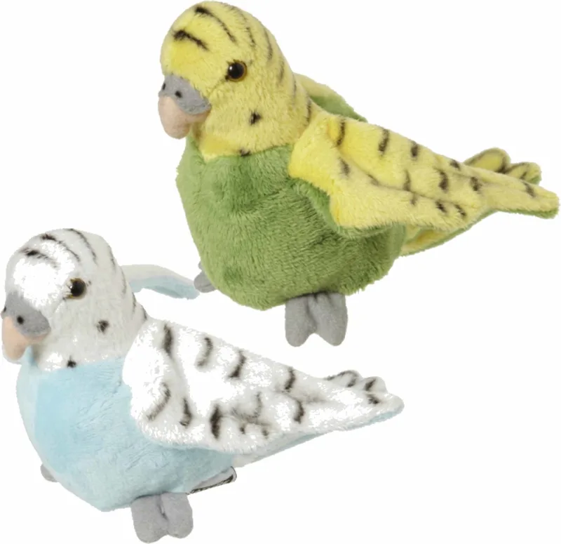 2x Pluche parkieten knuffels groen en blauw 16 cm - Tropische vogels från Nature Planet i Flerfärgad – produktbild