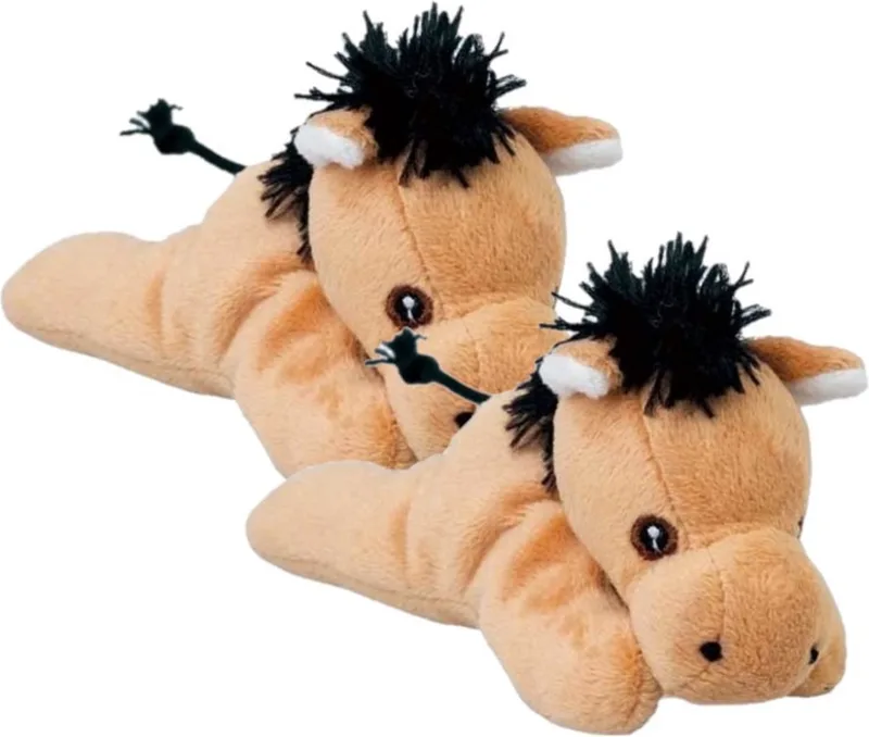 2x stuks knuffel paardje 13 cm beige - knuffeldieren - boerderij dieren paarden by Nature Planet in Multicolour – product photo