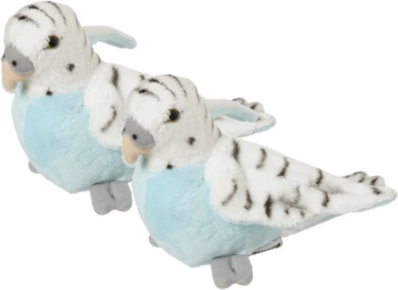 2x stuks pluche blauwe grasparkiet knuffel 16 cm - Tropische vogels knuffels de Nature Planet en Multicolore – photo produit