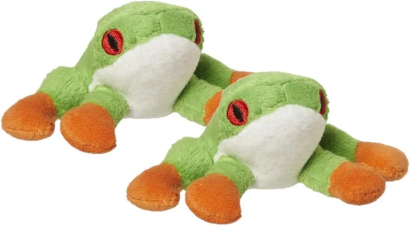 2x stuks pluche boomkikker knuffel 10 cm - Kikkers knuffeldieren by Nature Planet in Multicolour – product photo