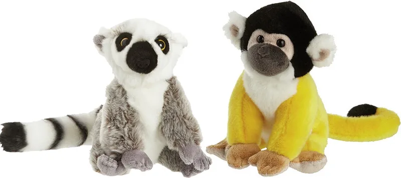 Apen knuffels - set 2x - Maki/Squirrel aapje 18 cm by Nature Planet in Multicolour – product photo