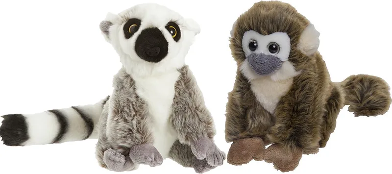 Apen knuffels - set 2x - Maki/Squirrel aapje 18 cm by Nature Planet in Multicolour – product photo