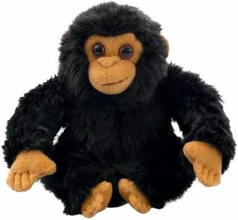 Chimpansee aap knuffeltje/knuffeldier - stof - 18 cm by Nature Planet in Black – product photo