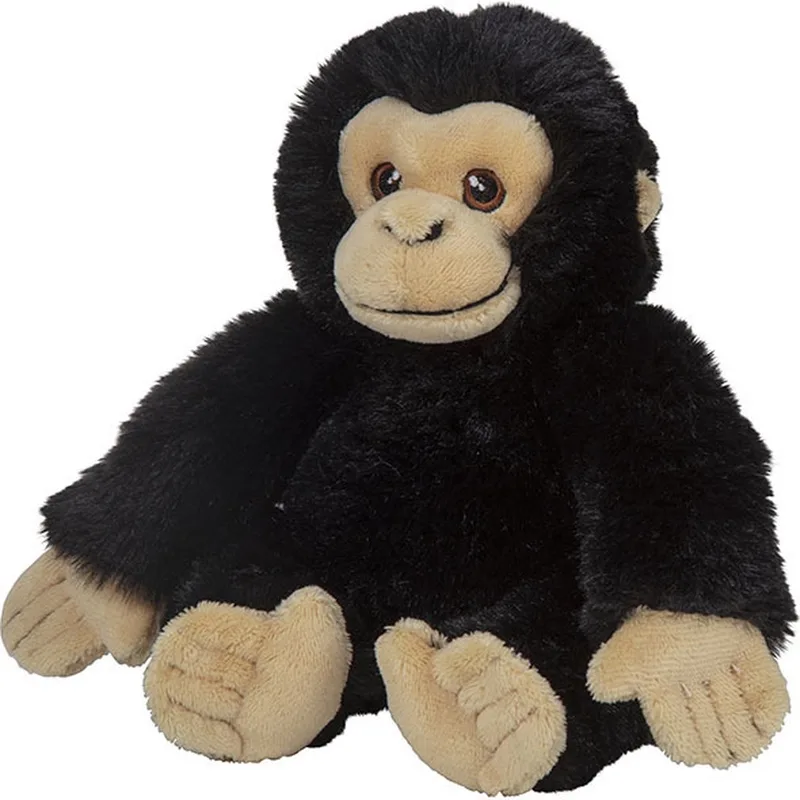 Chimpansee knuffel - 16 cm - pluche aap - zwart - zacht van Nature Planet in Meerkleurig – productfoto