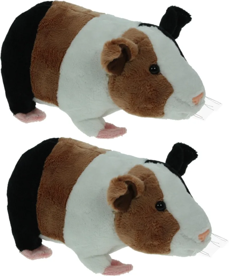 Cornelissen Pluche knuffel dier - Set van 2x stuks - Cavia - bruin/wit - van 20 cm - Speelgoed huisdieren - knuffels - Cadeau - jongens/meisjes från Nature Planet i Flerfärgad – produktbild