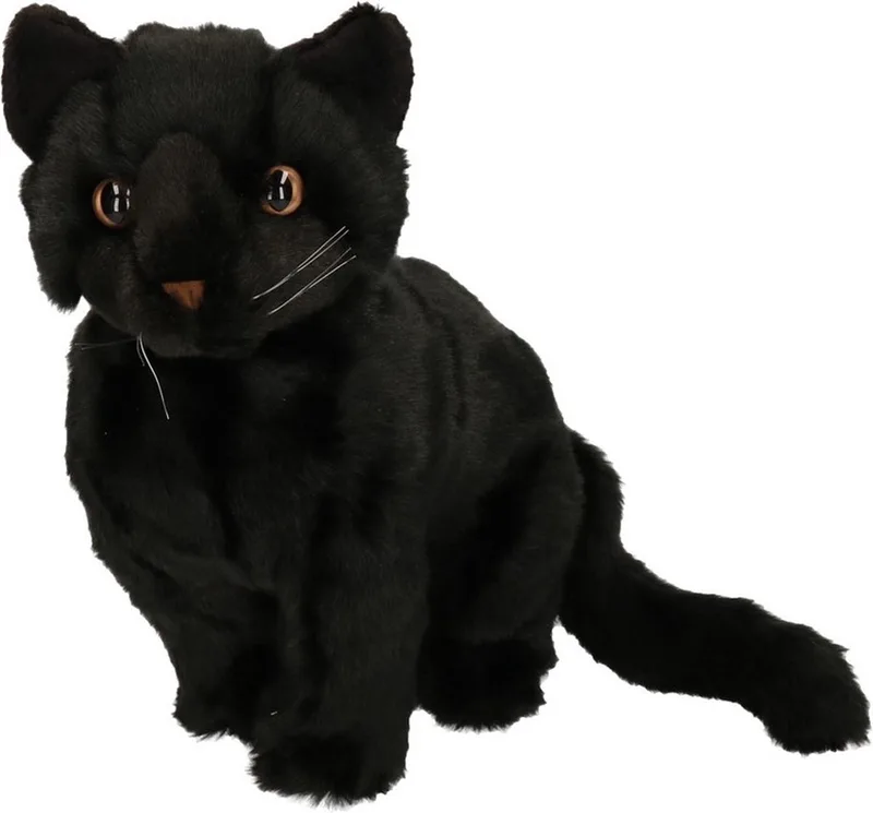 Förster Pluche kat/poes knuffel - zittend - 30 cm - katten/poezen knuffels från Nature Planet i Svart – produktbild