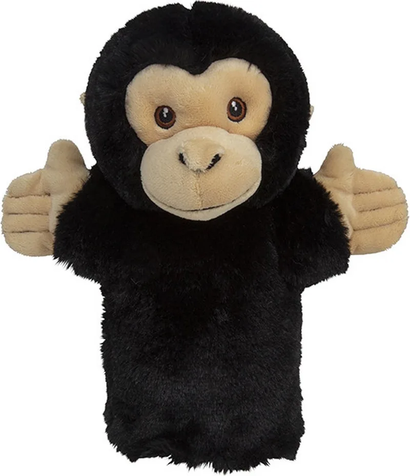 Handpop aap - chimpansee - zwart - 23 cm - poppenkast poppen från Nature Planet i Brun – produktbild