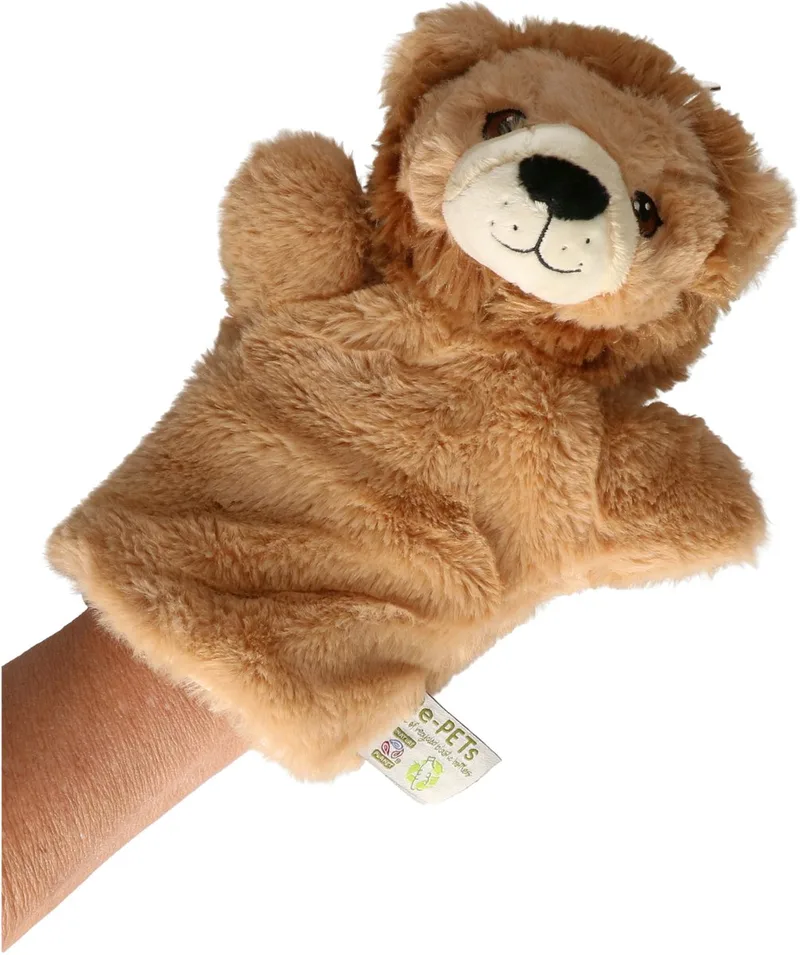 handpop Leeuw - 24 cm - poppenkast dieren poppen - poppentheater by Nature Planet in Brown – product photo