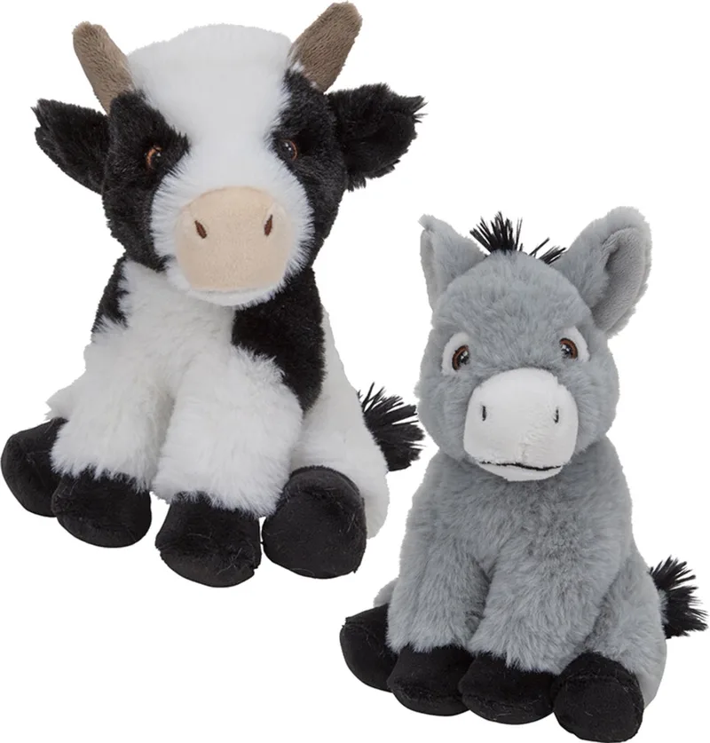 Knuffel boerderijdieren - Koe 23 cm - Ezel 16 cm - zacht speelgoed - pluche från Nature Planet i Flerfärgad – produktbild