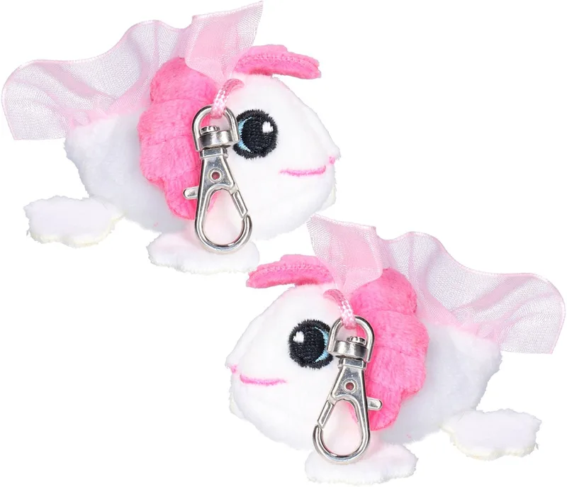 Knuffeldier axelotl sleutelhanger - 2x - zachte pluche stof - veel details - 6 cm - Cadeau - Kinderen by Nature Planet in White – product photo