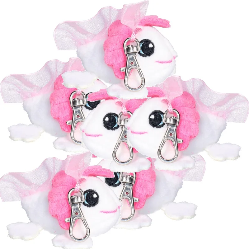Knuffeldier axelotl sleutelhanger - 6x - zachte pluche stof - veel details - 6 cm - Cadeau - Kinderen från Nature Planet i Vit – produktbild