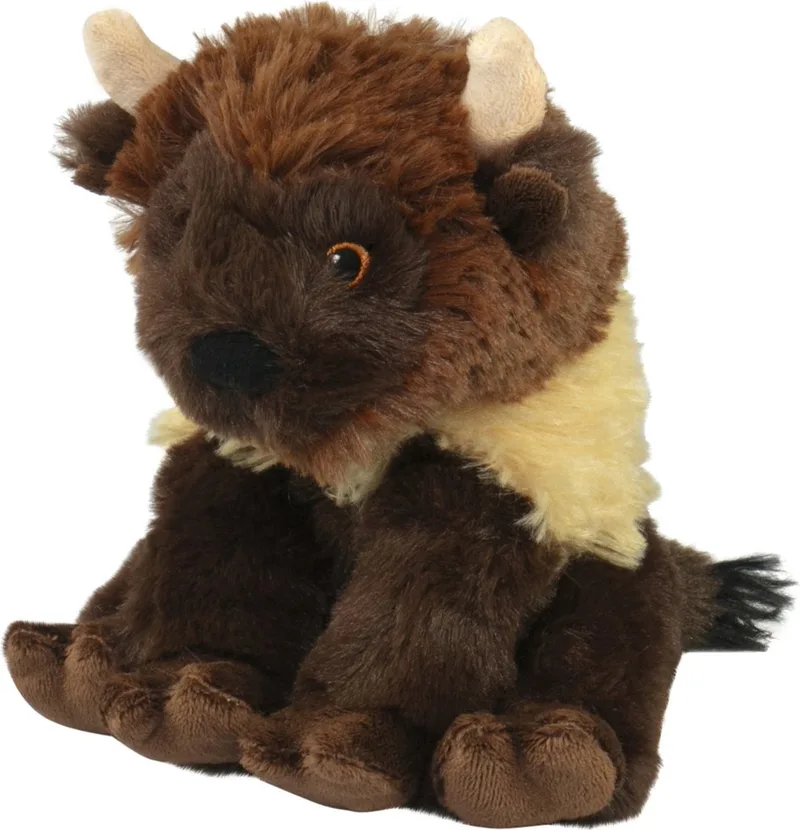 Knuffeldier Bizon/Buffel - pluche - kwaliteit knuffels - 14 cm van Nature Planet in Bruin – productfoto