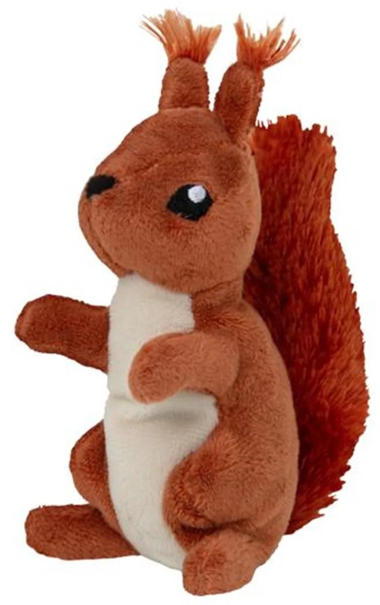 Knuffeldier eekhoorn - zachte pluche stof - veel details - 13 cm - Cadeau - Kinderen - Bosdieren by Nature Planet in Red – product photo